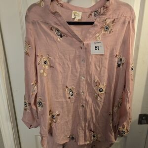 Embroidered Pink Women's Top